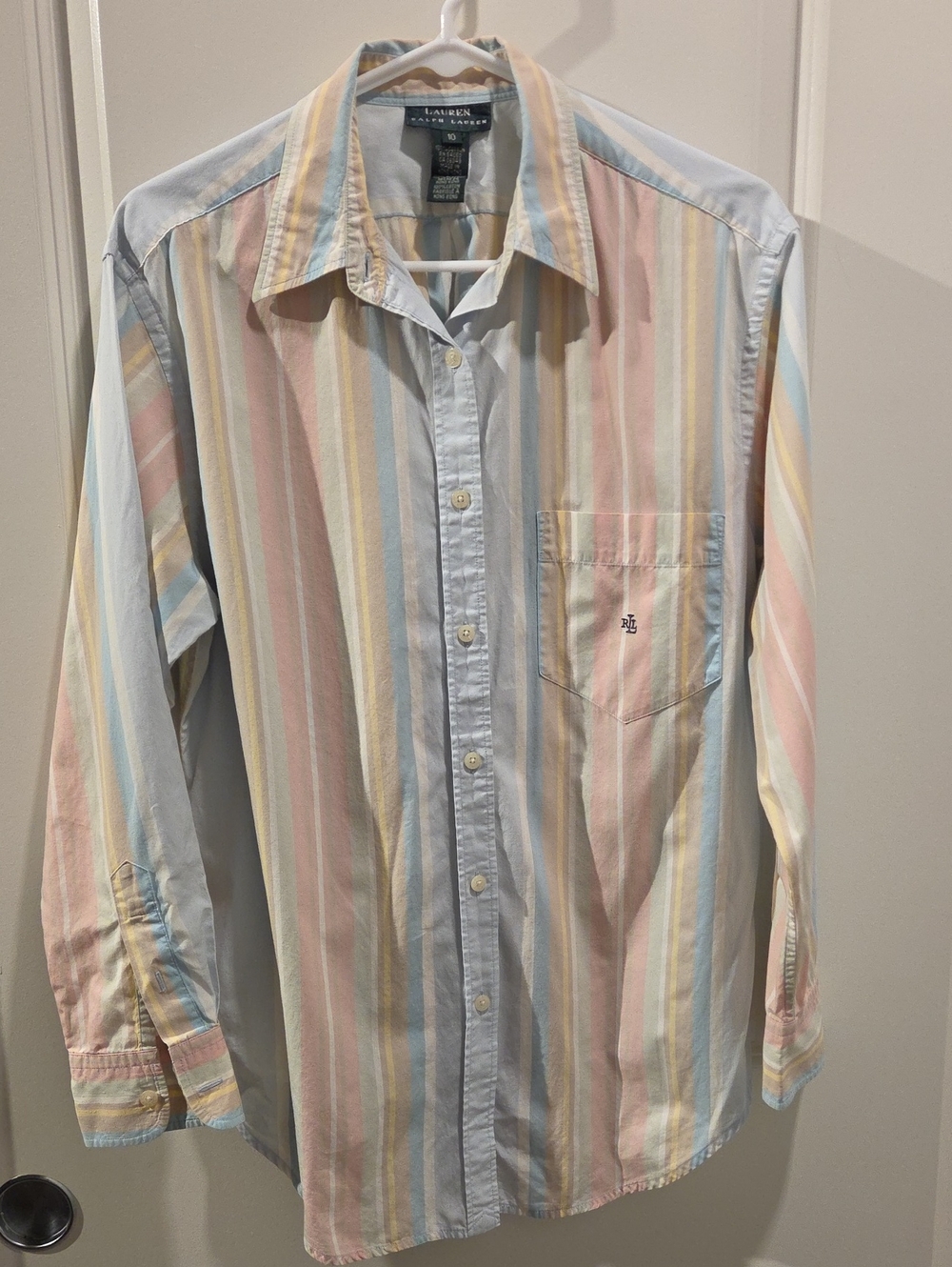 Ralph Lauren Womens Pastel Multi-Stripe Button-Down Dress Shirt